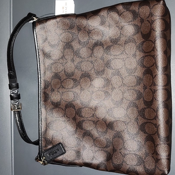 Coach Signature File Bag In Dark Brown - Picture 2 of 6